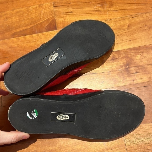 Sperry Top-Sider Jeffrey Red Leather Loafers Boat Shoes Mocs Cow Fur Pony Hair - Picture 8 of 9